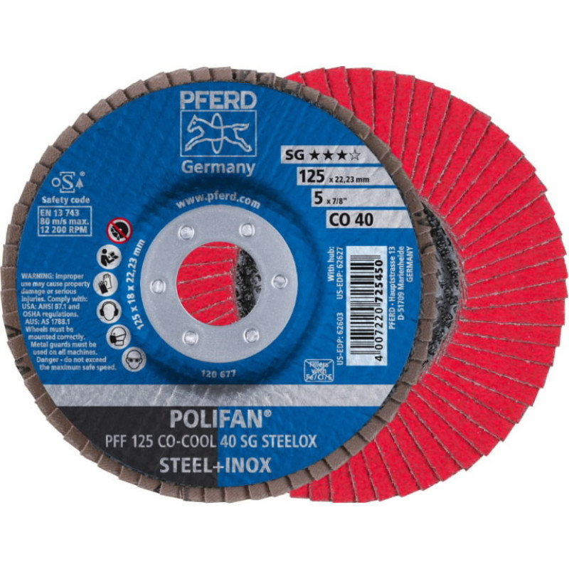 Pferd Lapelinis šlifavimo diskas SG CO-COOL 125mm P40 PFF, Pferd