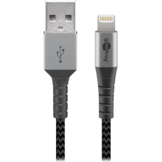 Goobay cable Lightning textile grey / silver 2.0m - 49269