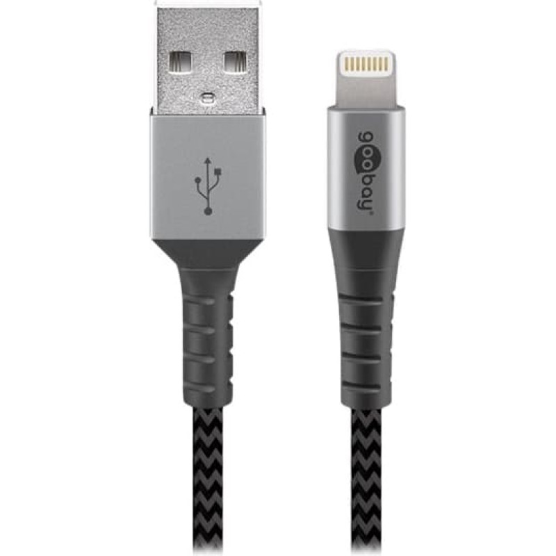 Goobay cable Lightning textile grey / silver 2.0m - 49269