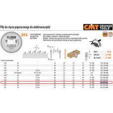 CMT PIŁA DO CIĘCIA POPRZECZNEGO, OBRÓBKA WYKAŃCZAJĄCA HM 165x20x2,2/1,6 Z=56
