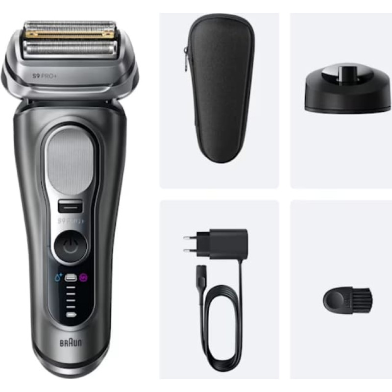 Braun Series 9 Pro+ 9615S Skustuvas Apkarpymo mašinėlė Juoda, Pilka