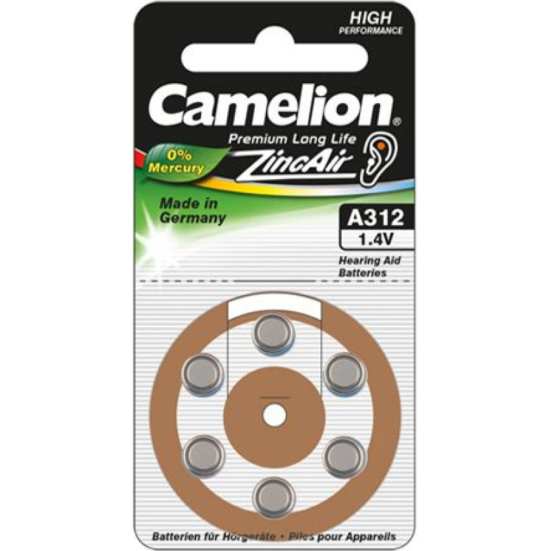 Camelion | A312/DA312/ZL312 | Zinc air cells | 6 pc(s)