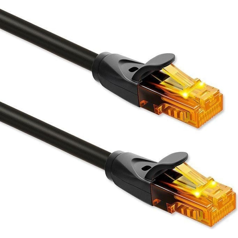Qoltec Kabel Patchcord UTP | CAT6 | 2 x RJ-45 | High speed 1Gb/s | złocone styki | 20m | Czarny