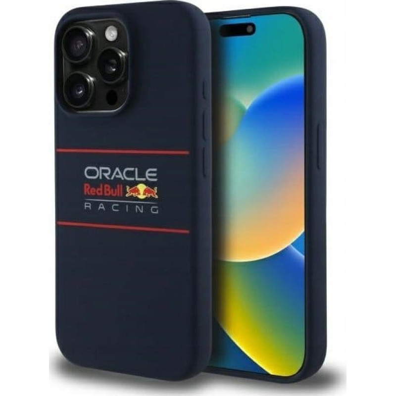 Red Bull RBHMP15L24SIHSRV iPhone 15 Pro 6.1" Hard Case Navy Silicone Horizontal Logo MagSafe