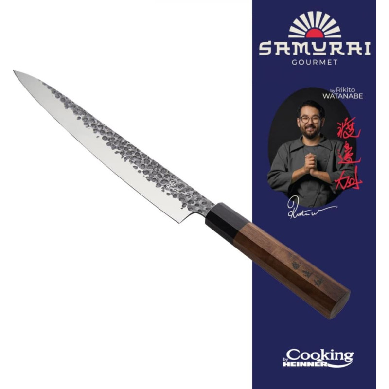 Sashimi peilis 24cm SAMURAI GOURMET juodmedžio ir riešutmedžio rankena HR-EVI-RH24 HEINNER