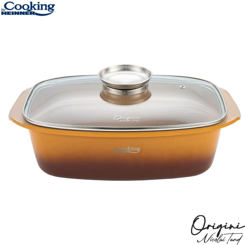 Kepimo forma su dangčiu aliuminis su keramikos danga 5.3L 39x22.5x11 cm HR-BJK-TV11, COOKING BY HEINNER