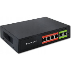 Qoltec Switch niezarządzalny Qoltec przełącznik sieciowy Fast Ethernet PoE | 4x RJ45 | 2x RJ45 Uplink | 65W | 10/100Mb/s