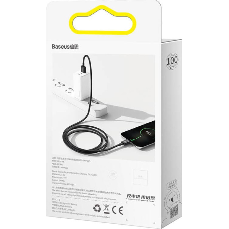 Baseus Superior Series Cable USB to micro USB, 2A, 1m (black)