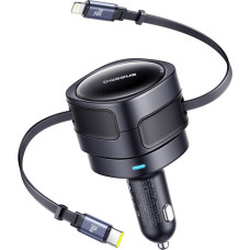 Baseus Enjoyment Max car charger with USB-C+Lightning cables 60W Black