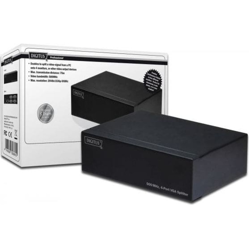 Digitus ASSMANN Splitter Video VGA, output 4xDSUB 15 pin/J (socket) 500MHz (DS-42110)