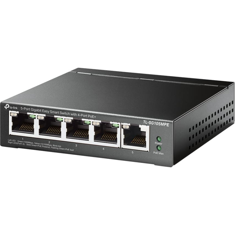 Tp-Link TL-SG105MPE tinklo komutatorius L2 Gigabit Ethernet (10/100/1000) Maitinimas per Eternetą (PoE) Juoda