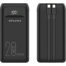 Awei Powerbank Awei AWEI PowerBank P169K 20000mAh 22.5W black/black display + PD/Lightning cables