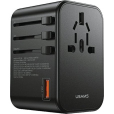 Usams Ładowarka Usams USAMS Adapter siec 1xUSB+2xUSB-C T62 65W 4w1 US/AU/EU/UK czarny/black CC199TC01 (US-CC199) Univesal Travel Charger