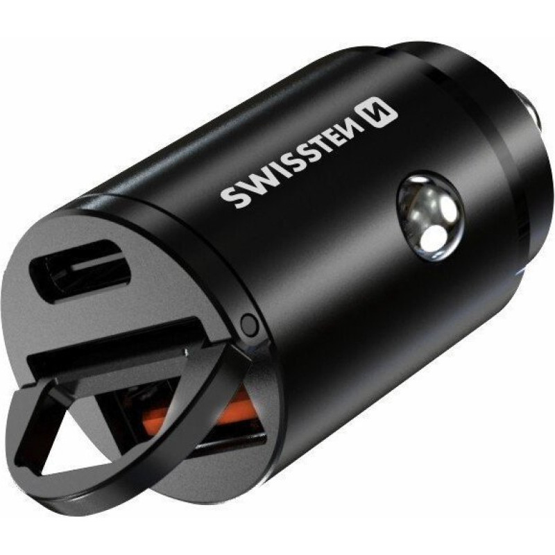 Swissten Zasilacz / sieciowy adapter 30W, 2-portowy, USB-C, USB-A, Szybkie �adowanie GaN