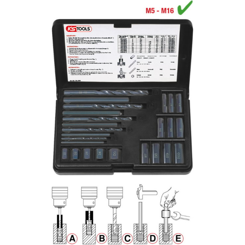 Ks Tools Varžtų i&scaron;sukimo komplektas M5-M16 25vnt., KS Tools