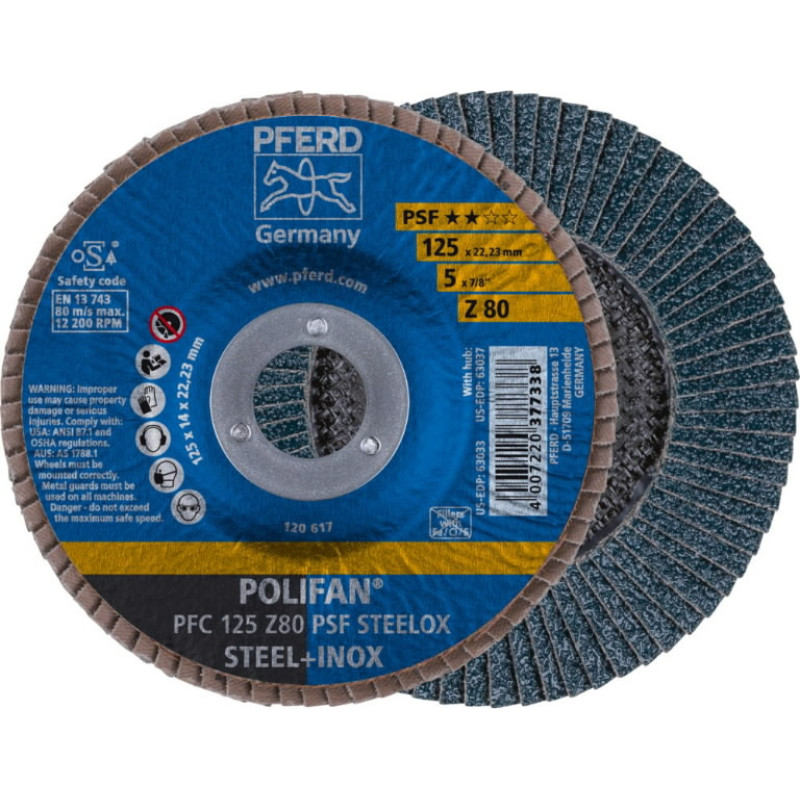 Pferd Lapelinis šlifavimo diskas PSF STEELOX 125mm Z80 PFC, Pferd