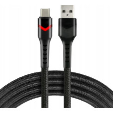 Usams Kabel pleciony USB -> USB-C 1m 3A RGB LED czarny