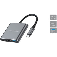 Conceptronic DONN18G knyginių kompiuterių dokas / jungčių replikatorius Vielinis USB 3.2 Gen 1 (3.1 Gen 1) Type-C Pilka