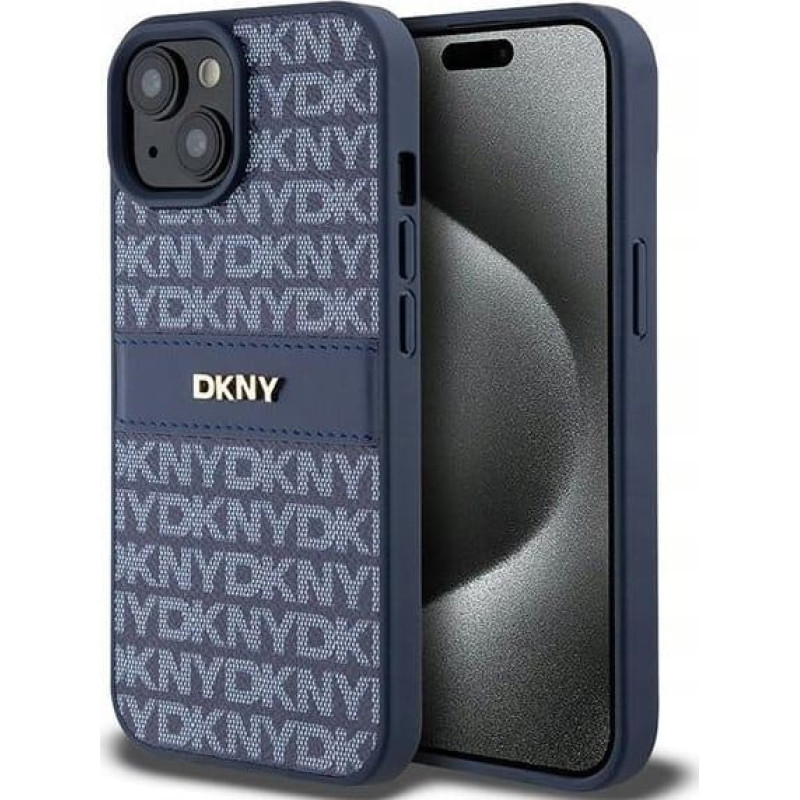 Dkny DKNY DKHCP15SPRTHSLB iPhone 15 / 14 / 13 6.1" niebieski/blue hardcase Leather Mono Stripe & Metal Logo