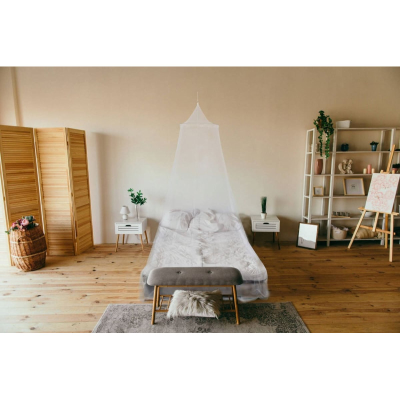 Excellent Houseware Moskitiera na ł&oacute;żko w formie baldachimu, &Oslash; 65 x 230 cm, biała