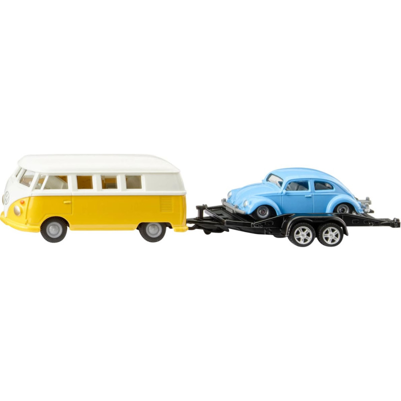 Siku SUPER VW T1 with trailer and VW Beetle, model vehicle
