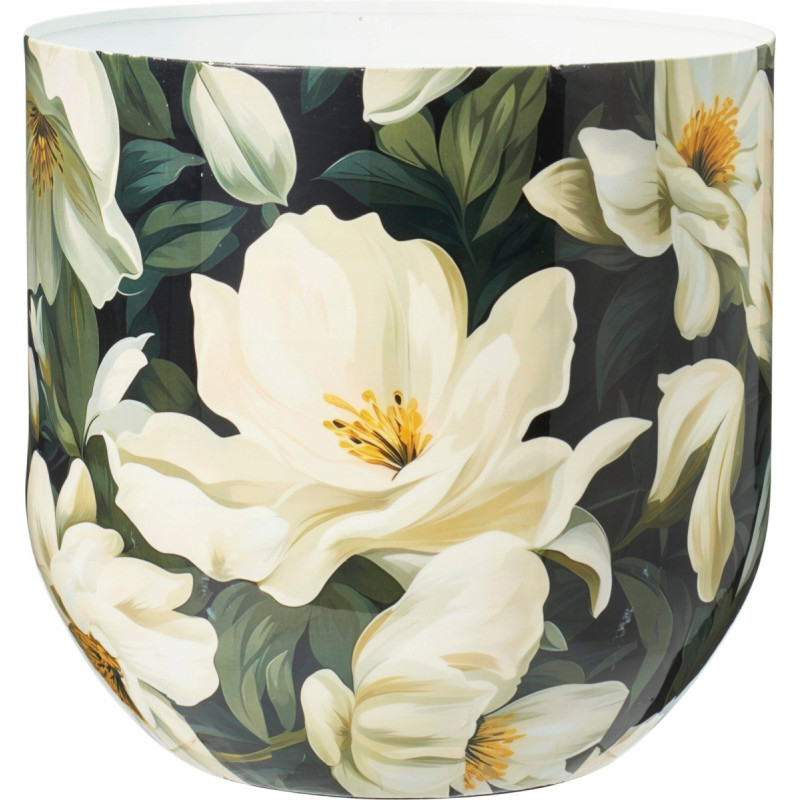 Koopman Osłonka metalowa dekoracyjna w kwiaty mała 21cm 1szt