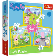 Trefl Peppa Pig 3 in 1 Happy Day Dėlionė 20 vnt Animaciniai filmai