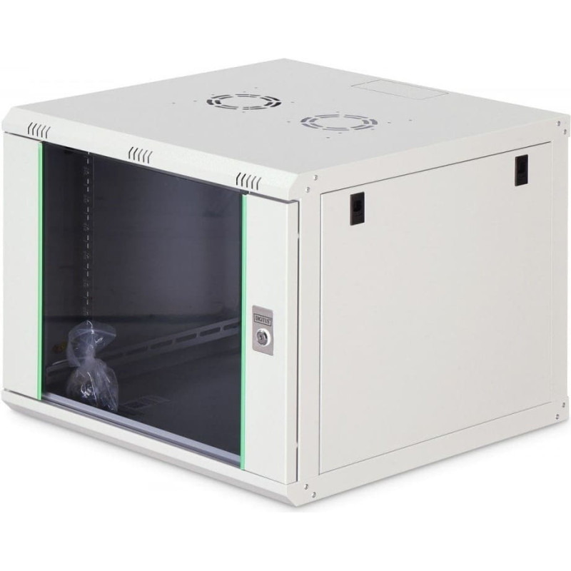 Digitus Szafa Digitus Szafa sieciowa wisząca jednosekcyjna Dynamic 19" 9U, 600x600, drzwi szyba, szary, niezmontowana, 60kg