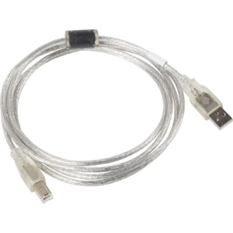 Lanberg USB cable Lanberg USB-A - USB-B 1.8 m Transparent (CA-USBA-12CC-0018-TR)