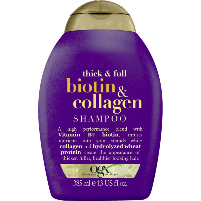 OGX Organix Cosmetix Biotin & Collagen Shampoo szampon z biotyną i kolagenem dodający włosom objętości 385ml