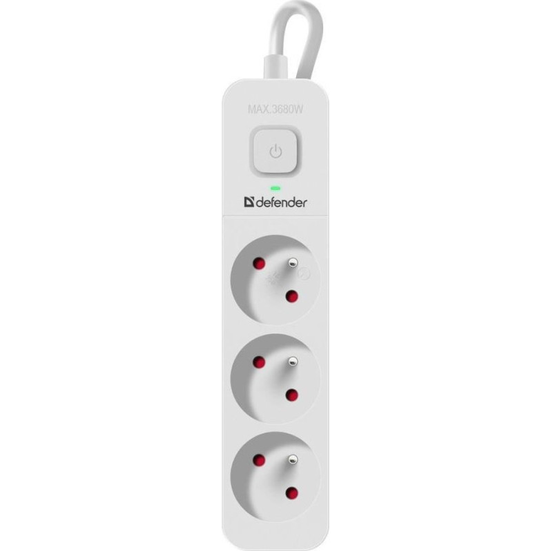 Defender Power strip Defender Power strip Defender SFS 131 1.5 m, 3 sockets, white