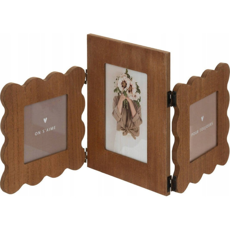 Atmosphera Ramka Atmosphera Ramka na 3 zdjęcia stojąca BRIANA, wz&oacute;r falbanki, 50,7 x 21,7 cm