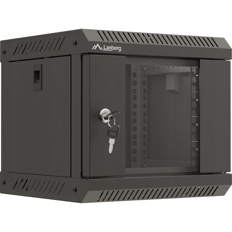 Lanberg SZAFA INSTALACYJNA RACK WISZĄCA 19" 9U 600X450 SZARA DRZWI PERFOROWANE LANBERG (FLAT PACK)