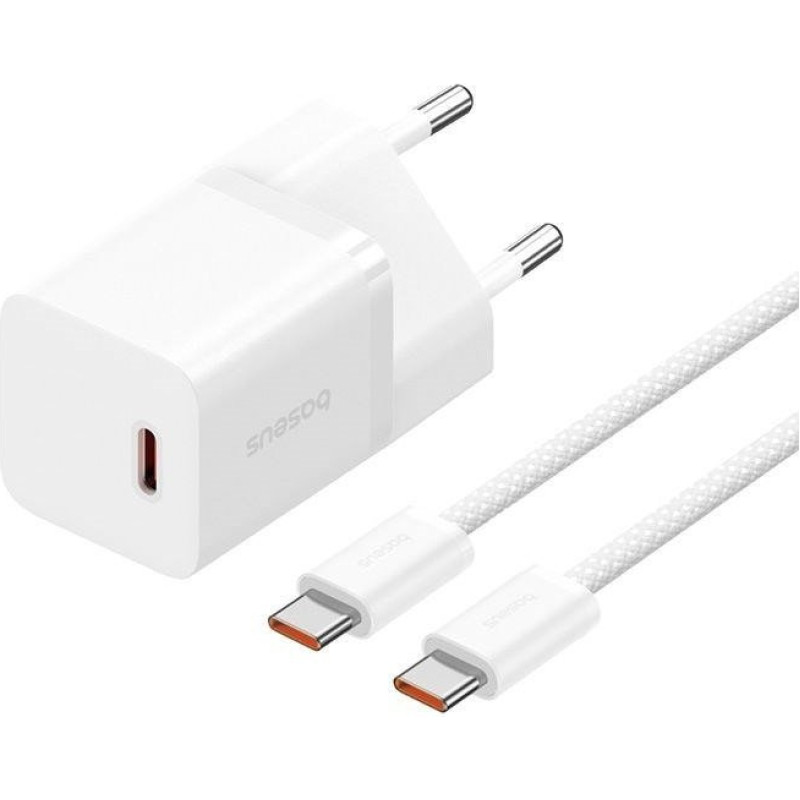 Baseus Ładowarka Baseus GaN5 mini 1C 30W EU+kabel USB-C (moon white)