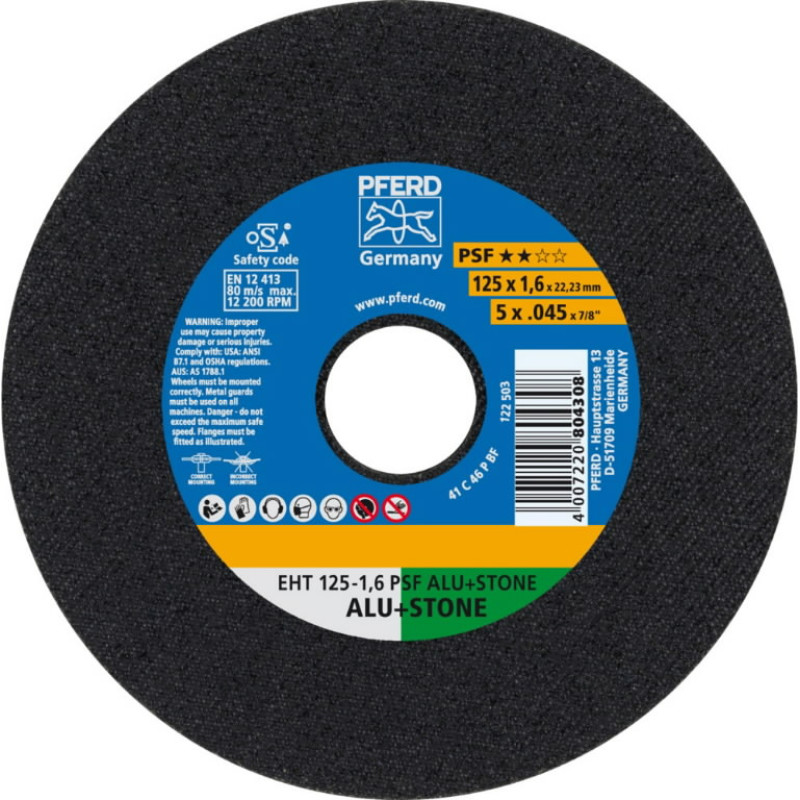 Pferd Pjovimo diskas PSF Alu+Stone 125x1,6mm, Pferd