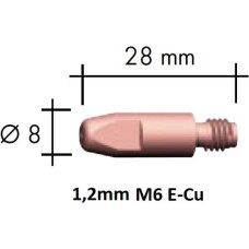 Binzel Kontaktinis antgalis E-Cu M6x28x8 1,2mm, Binzel