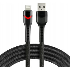 Usams Kabel pleciony USB -> Lighting 1m 2.4A RGB LED czarny