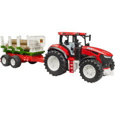Bruder ROADMAX tractor with trailer and 3 tree trunks, toy vehicle