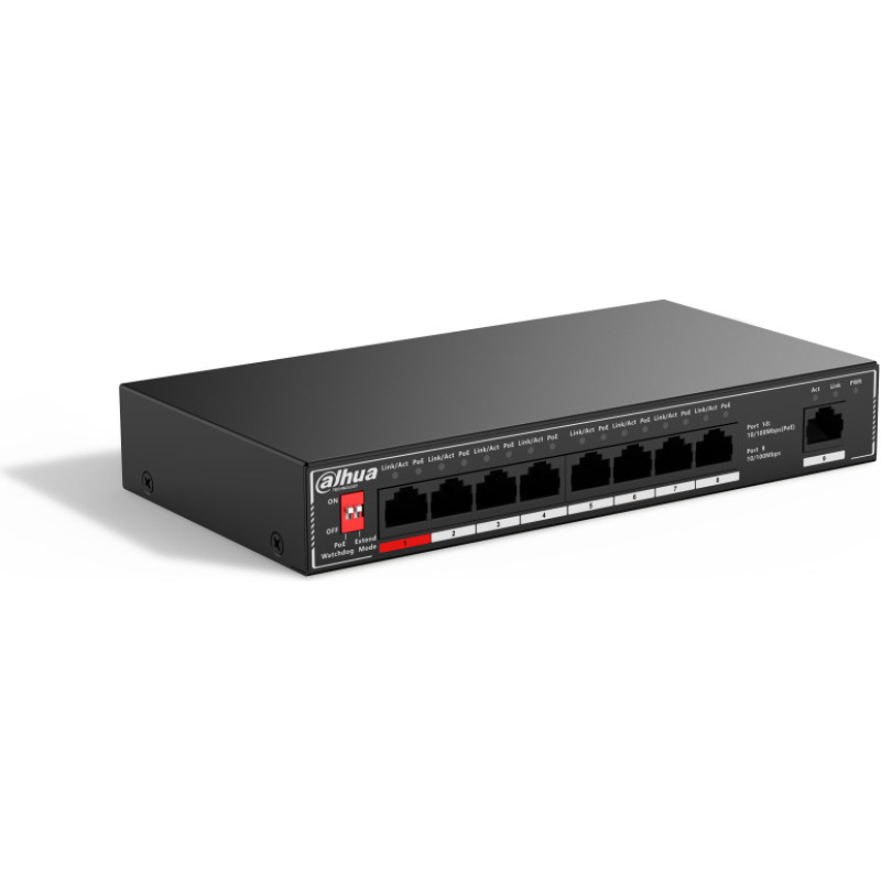 Dahua Technology PoE SF1009P Ne-valdomas L2 Fast Ethernet (10/100) Maitinimas per Eternetą (PoE) Juoda