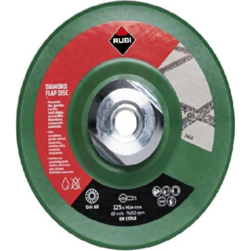 Rubi DIAMENTOWY DYSK ELASTYCZNY 125mm M14 ZGRUBNY FLAP DISC  50/60