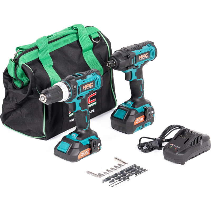 NAC ZESTAW 20V WKRĘTARKA + ZAKRĘTARKA UDAROWA 1x2,0Ah 1x4,0Ah
