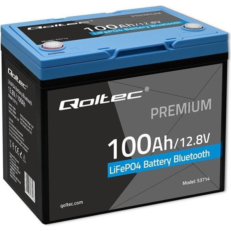 Qoltec Akumulator LiFePO4 Litowo-Żelazowo-Fosforanowy | 12.8V | 100Ah | 1280Wh | Bluetooth | BMS