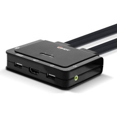 Lindy 2 Port Cable KVM Switch, HDMI 4K60, USB 2.0 & Audio, KVM Switch (black)