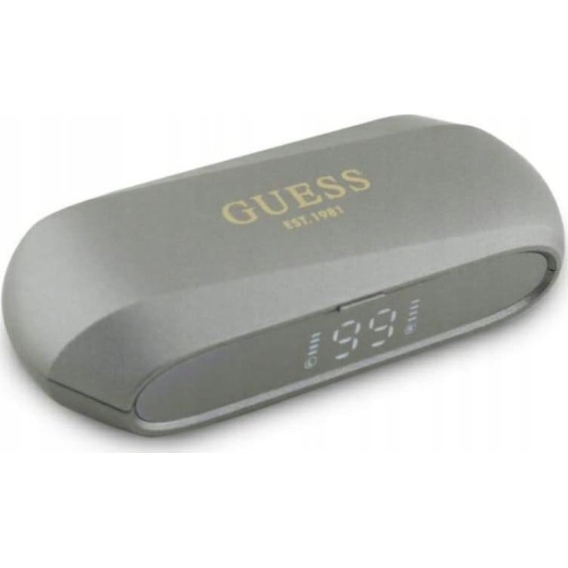 Guess słuchawki Bluetooth GUTWSC2MCDSE    TWS + stacja dokująca taupe Elongated Metalic Printed Logo
