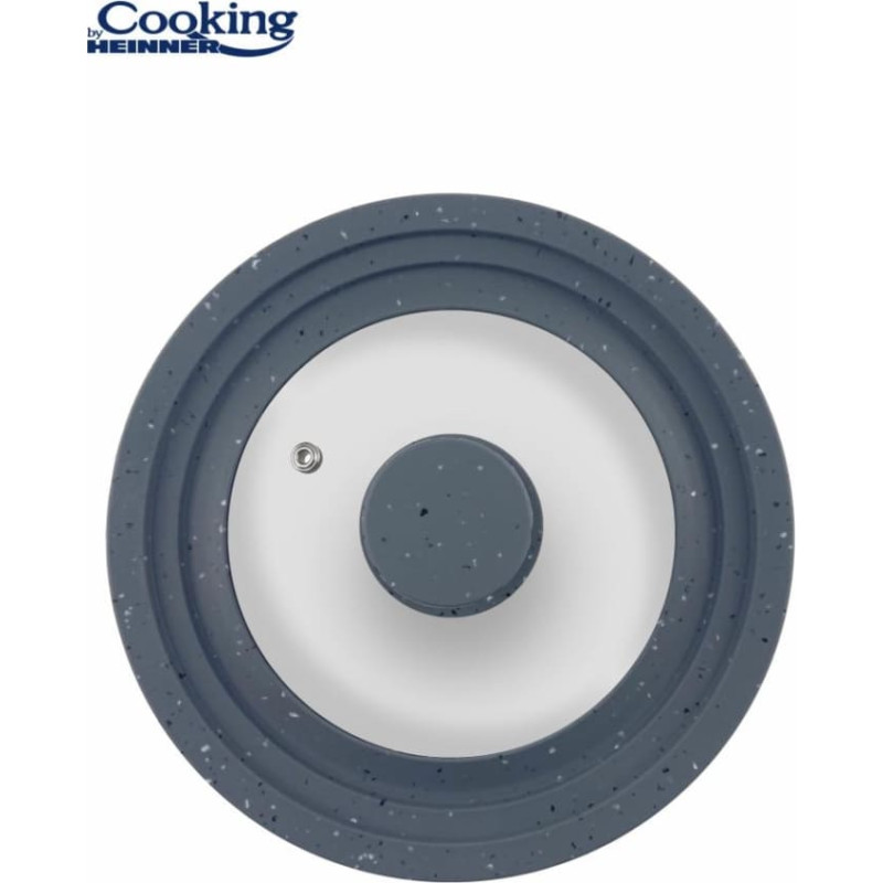 Dangtis stiklinis su silikoniniu kraštu, pilkas 3 vnt 6/18/20 cm; 22/24/26 cm; 28/30/32 cm HR-AER-16D32G, COOKING BY HEINNER