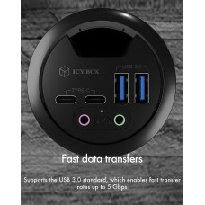 Icy Box IB-HUB1403B &scaron;akutės lizdas Antracitas