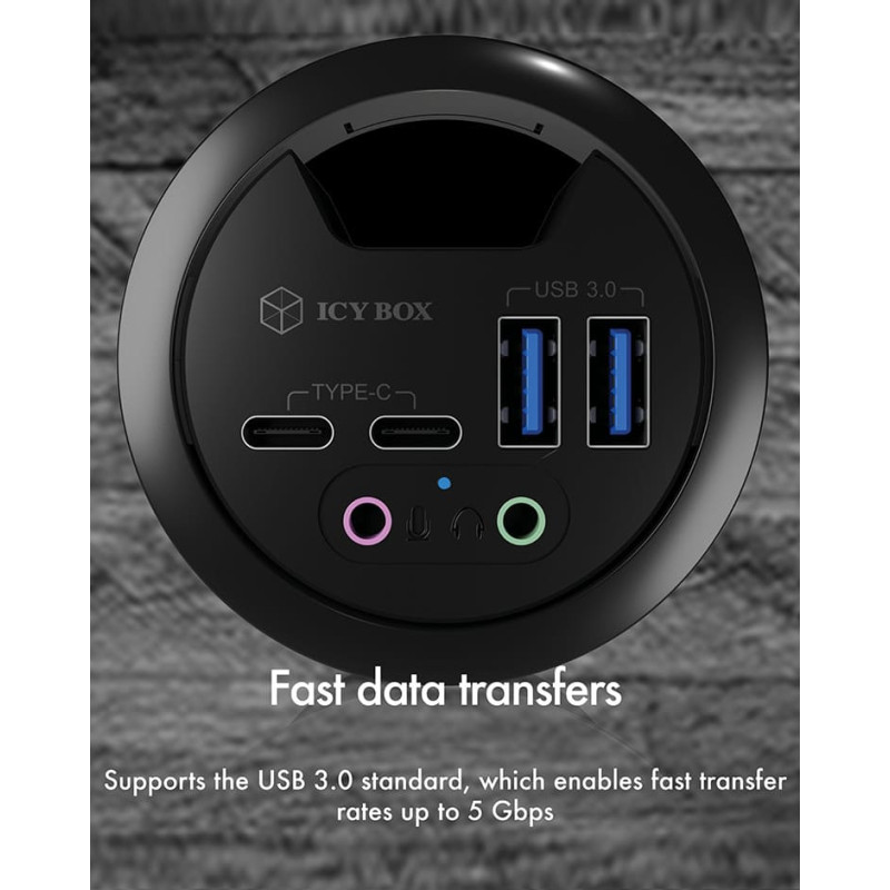 Icy Box IB-HUB1403B &scaron;akutės lizdas Antracitas