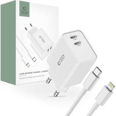 Tech-Protect Ładowarka Tech-Protect TECH-PROTECT C35W 2-PORT NETWORK CHARGER PD35W + LIGHTNING CABLE WHITE