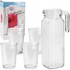 Excellent Houseware Szklanki i dzbanek szklany z pokrywką 1,1 l / 190 ml 5 el.