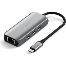 Satechi 4-In-1 USB-C Hub - hub do urządzeń mobilnych USB-C (3x USB-C 3.2 gen2 10Gbps, 2.5 Gigabit Ethernet) (space gray)